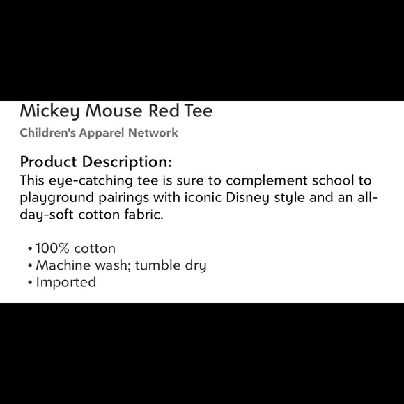 Mickey Mouse Red Tee - Picture 2 of 2